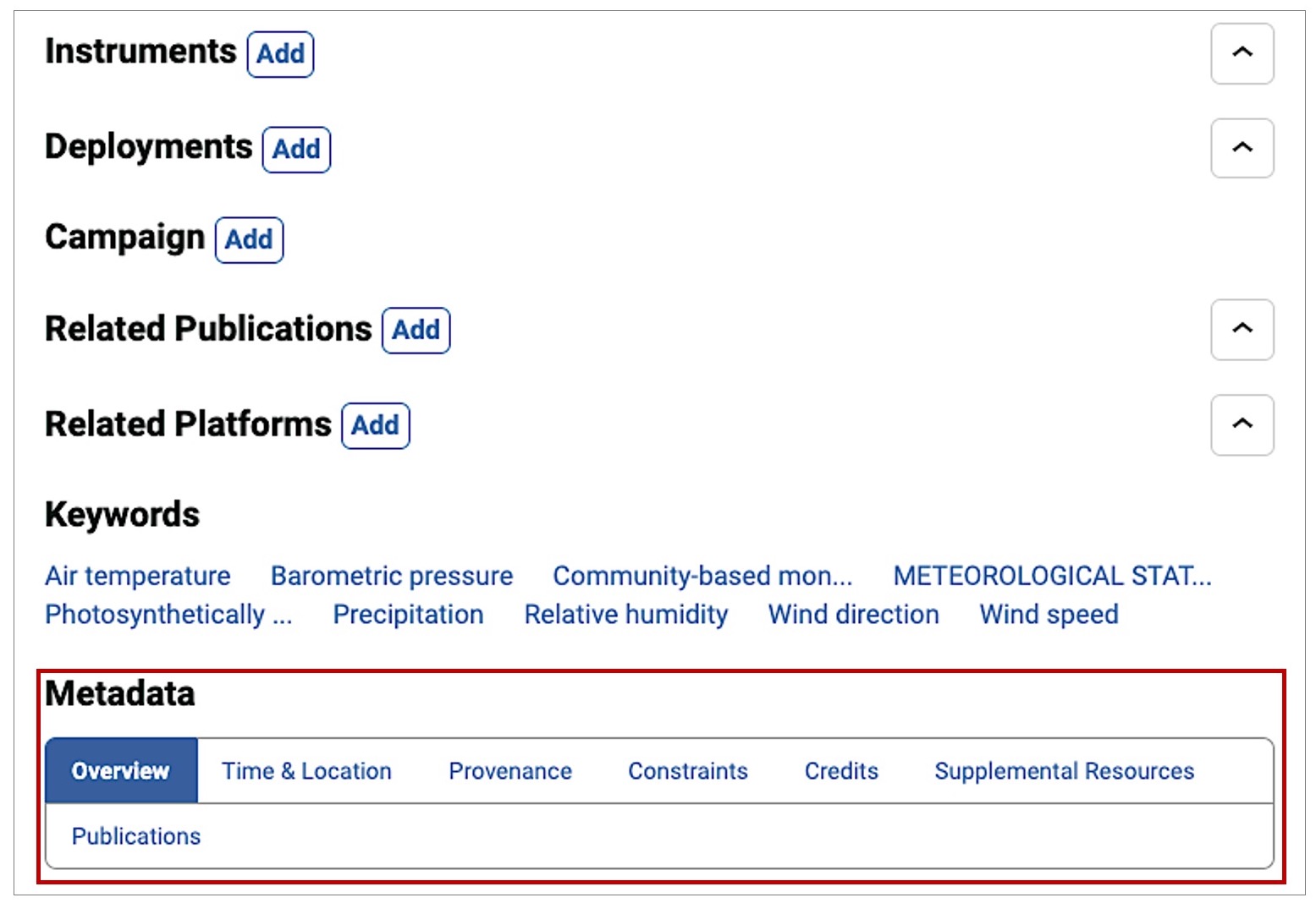 Viewing metadata information